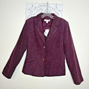 Vtg CASUAL CORNER size 12 Corduroy JACKET Button-down Long Sleeves PURPLE NWT